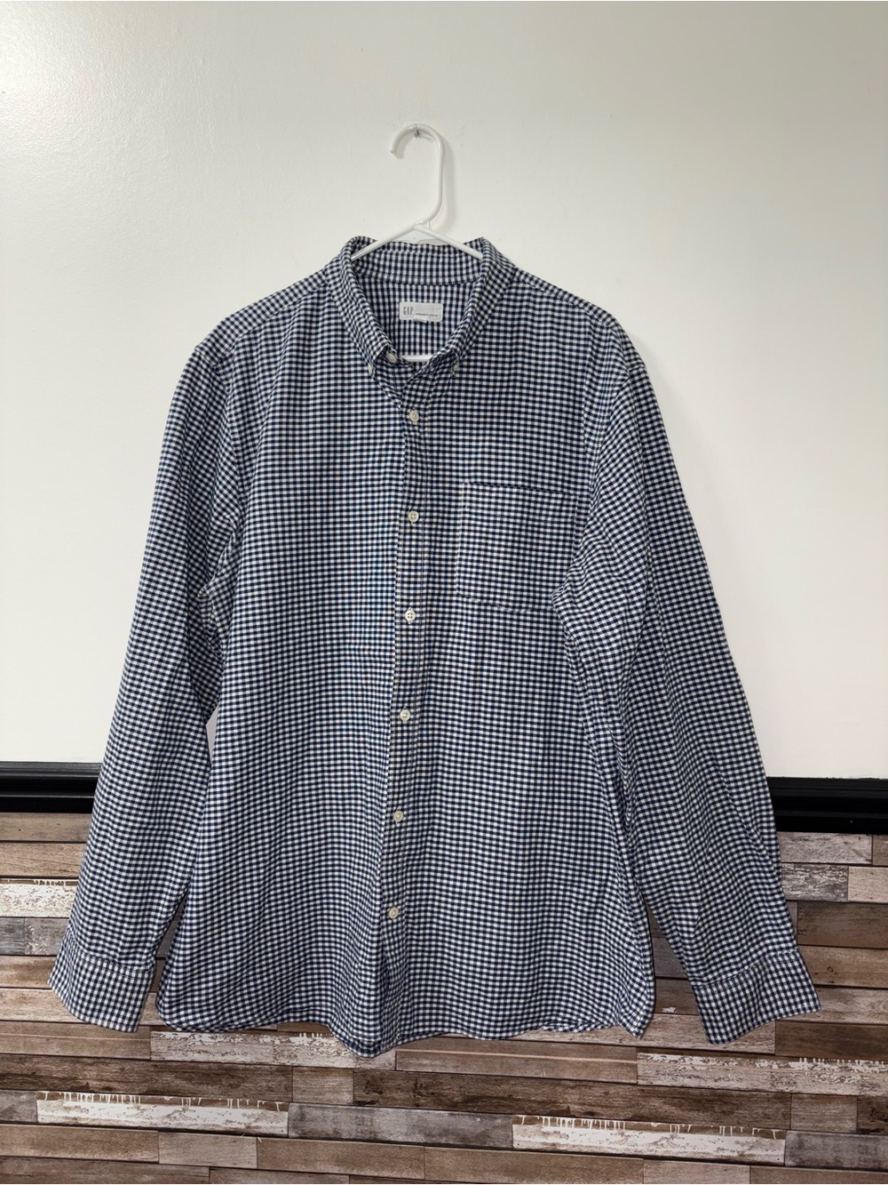 Mens Gap Blue And White Button Down Shirt Size XL
